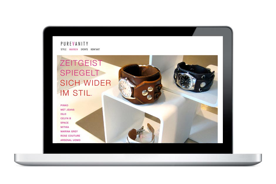 Purevanity, Corporate Design, Website, Web Design